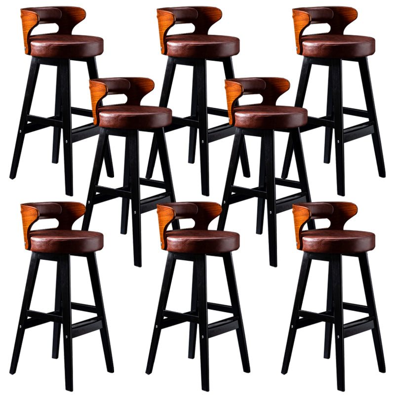 Solid Wood Bar Stools Industrial Style Armless Stool with Low Back