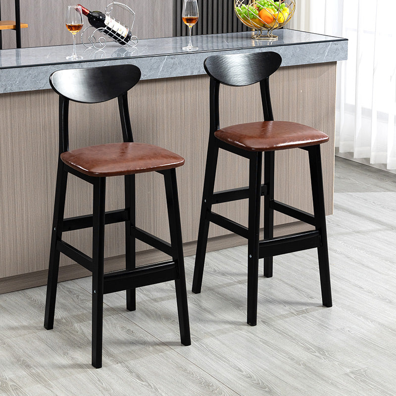 Industrial Solid Wood Bar Stool Upholstered Bar Stools with Black Legs