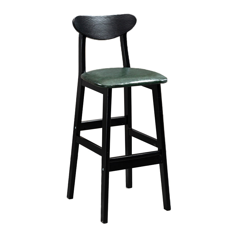 Industrial Solid Wood Bar Stool Upholstered Bar Stools with Black Legs