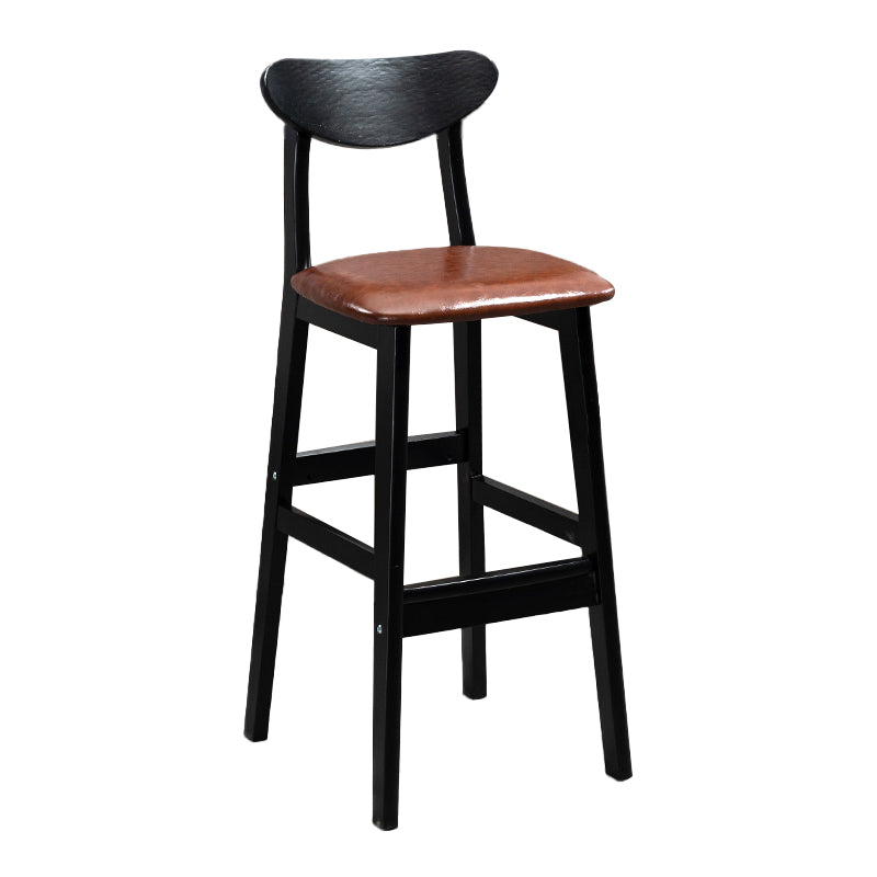 Industrial Solid Wood Bar Stool Upholstered Bar Stools with Black Legs