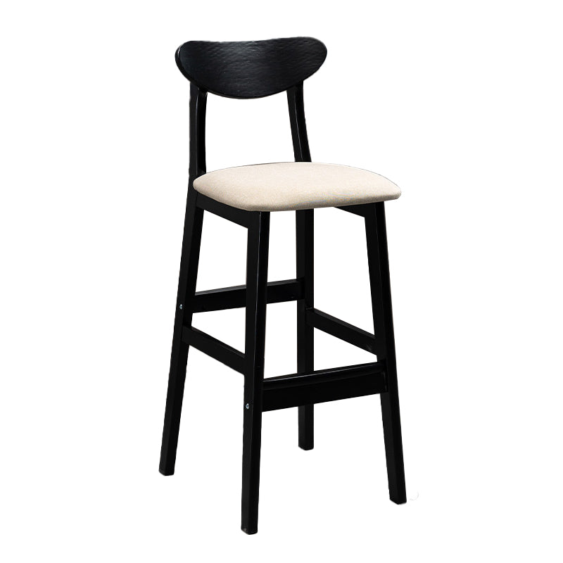 Industrial Solid Wood Bar Stool Upholstered Bar Stools with Black Legs