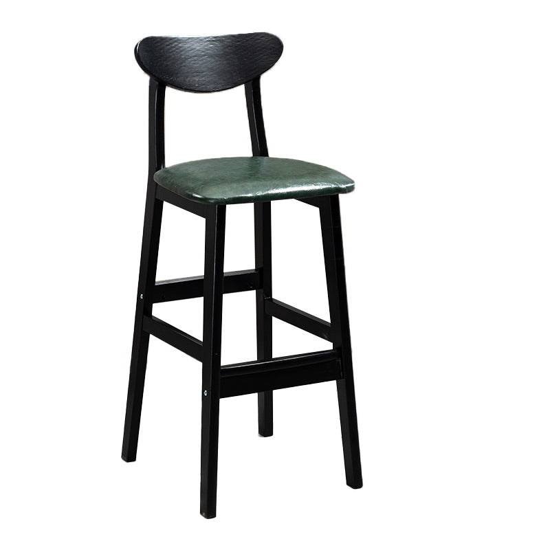 Industrial Solid Wood Bar Stool Upholstered Bar Stools with Black Legs