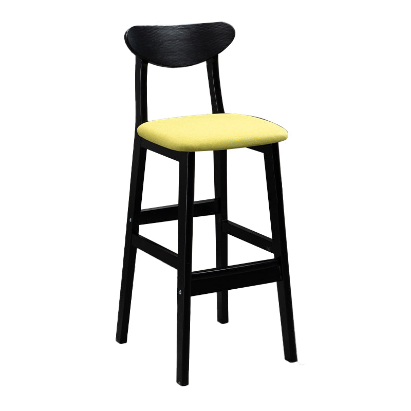 Industrial Solid Wood Bar Stool Upholstered Bar Stools with Black Legs