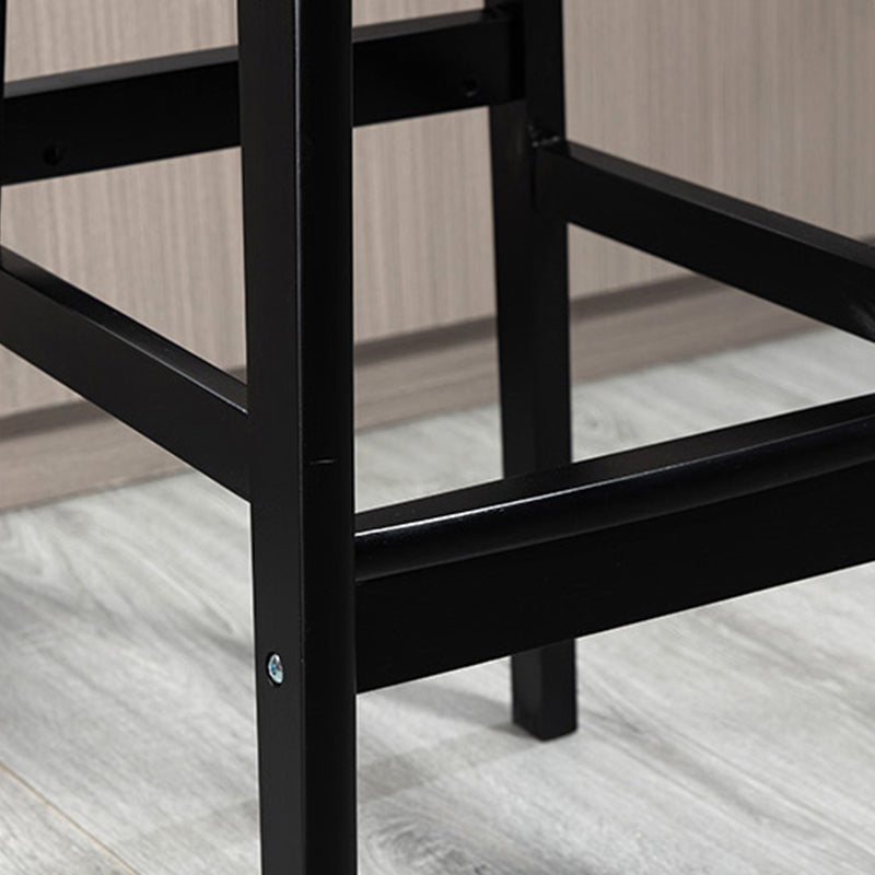 Industrial Solid Wood Bar Stool Upholstered Bar Stools with Black Legs
