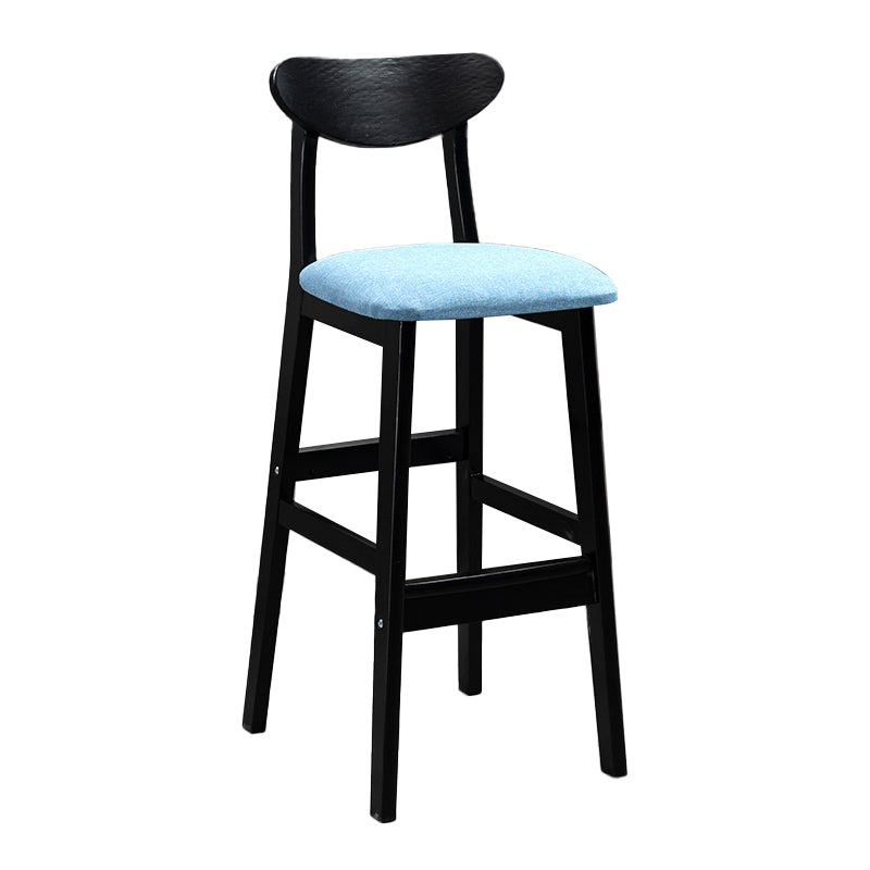Industrial Solid Wood Bar Stool Upholstered Bar Stools with Black Legs