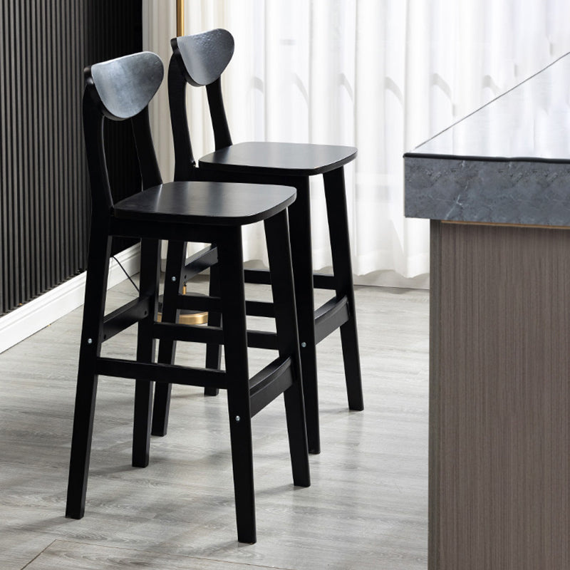 Industrial Solid Wood Bar Stool Upholstered Bar Stools with Black Legs