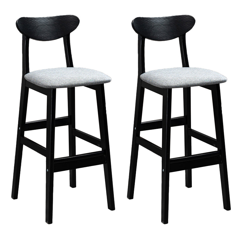 Industrial Solid Wood Bar Stool Upholstered Bar Stools with Black Legs