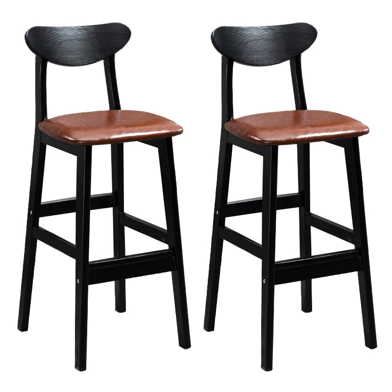 Industrial Solid Wood Bar Stool Upholstered Bar Stools with Black Legs