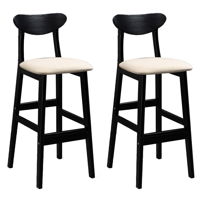Industrial Solid Wood Bar Stool Upholstered Bar Stools with Black Legs