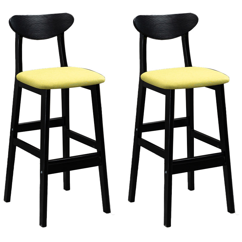 Industrial Solid Wood Bar Stool Upholstered Bar Stools with Black Legs