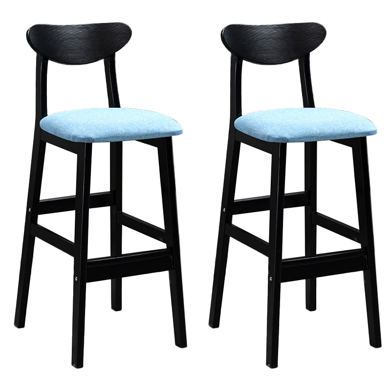 Industrial Solid Wood Bar Stool Upholstered Bar Stools with Black Legs
