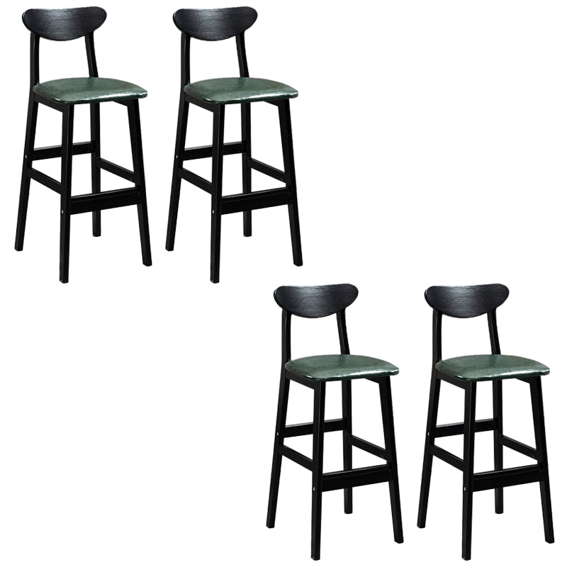 Industrial Solid Wood Bar Stool Upholstered Bar Stools with Black Legs