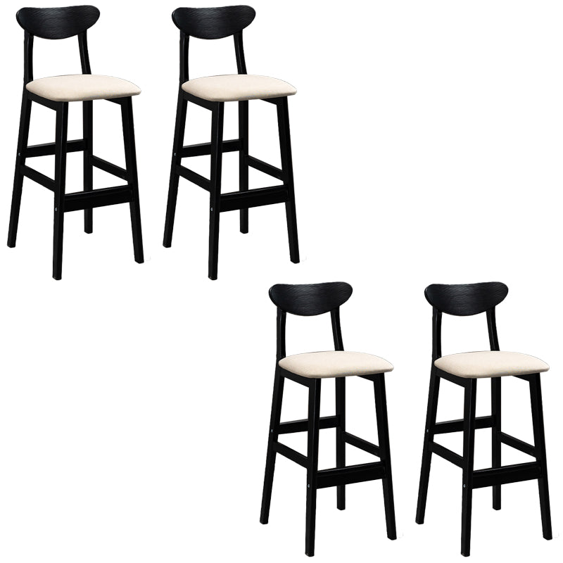 Industrial Solid Wood Bar Stool Upholstered Bar Stools with Black Legs