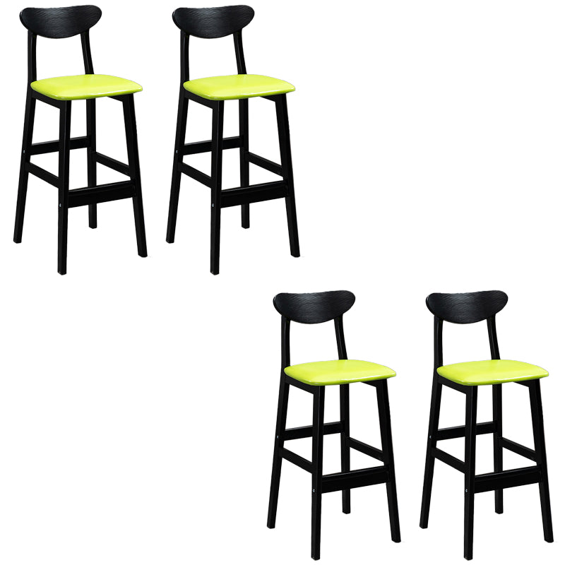 Industrial Solid Wood Bar Stool Upholstered Bar Stools with Black Legs