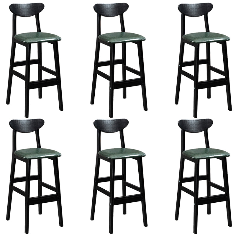 Industrial Solid Wood Bar Stool Upholstered Bar Stools with Black Legs