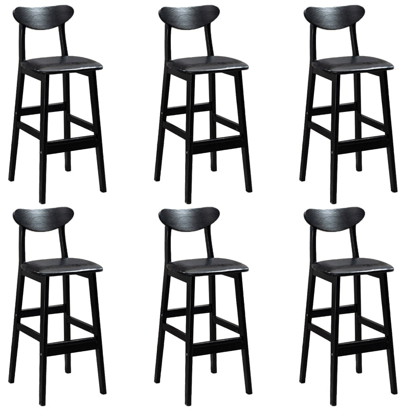 Industrial Solid Wood Bar Stool Upholstered Bar Stools with Black Legs
