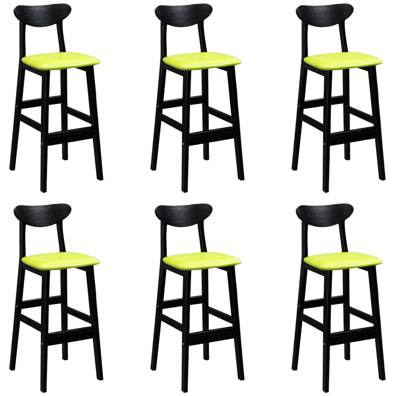 Industrial Solid Wood Bar Stool Upholstered Bar Stools with Black Legs