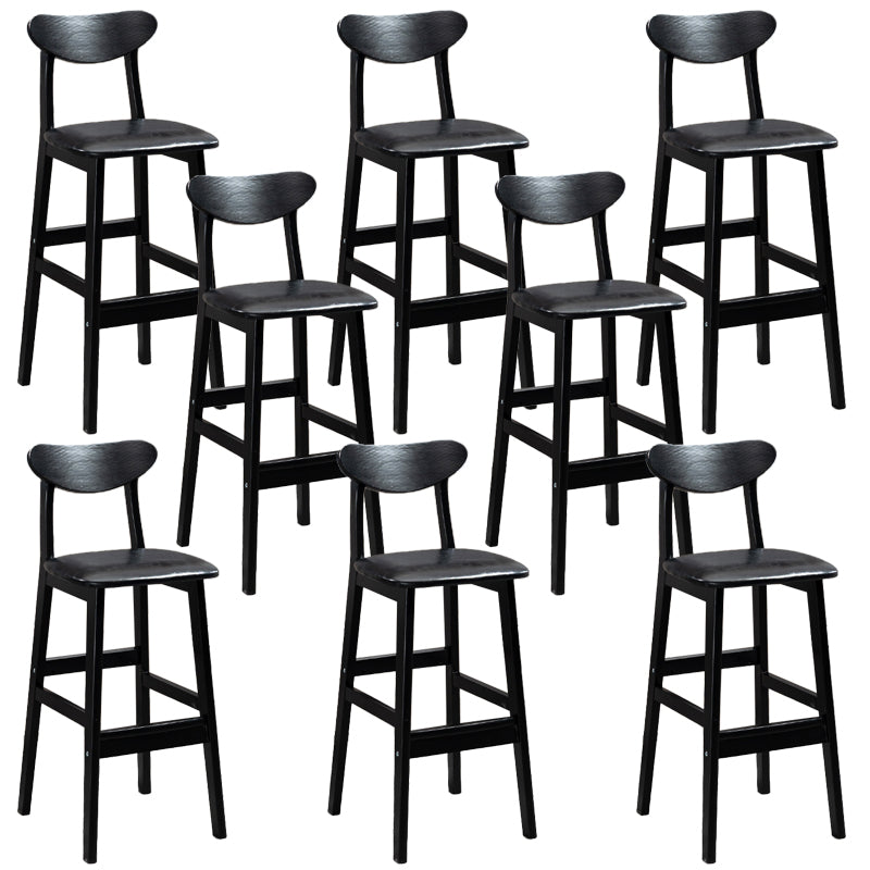 Industrial Solid Wood Bar Stool Upholstered Bar Stools with Black Legs