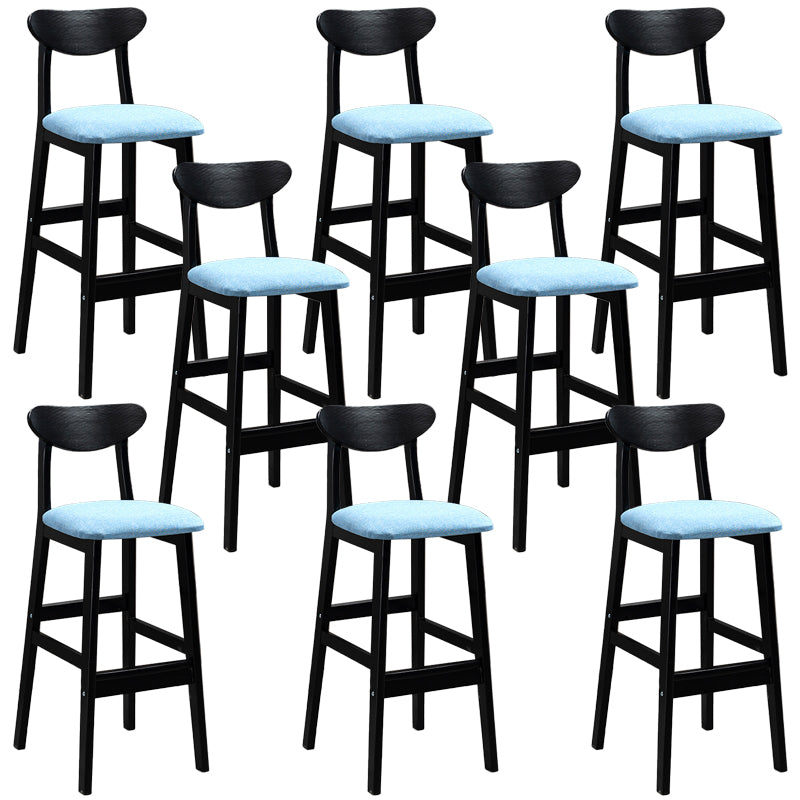 Industrial Solid Wood Bar Stool Upholstered Bar Stools with Black Legs