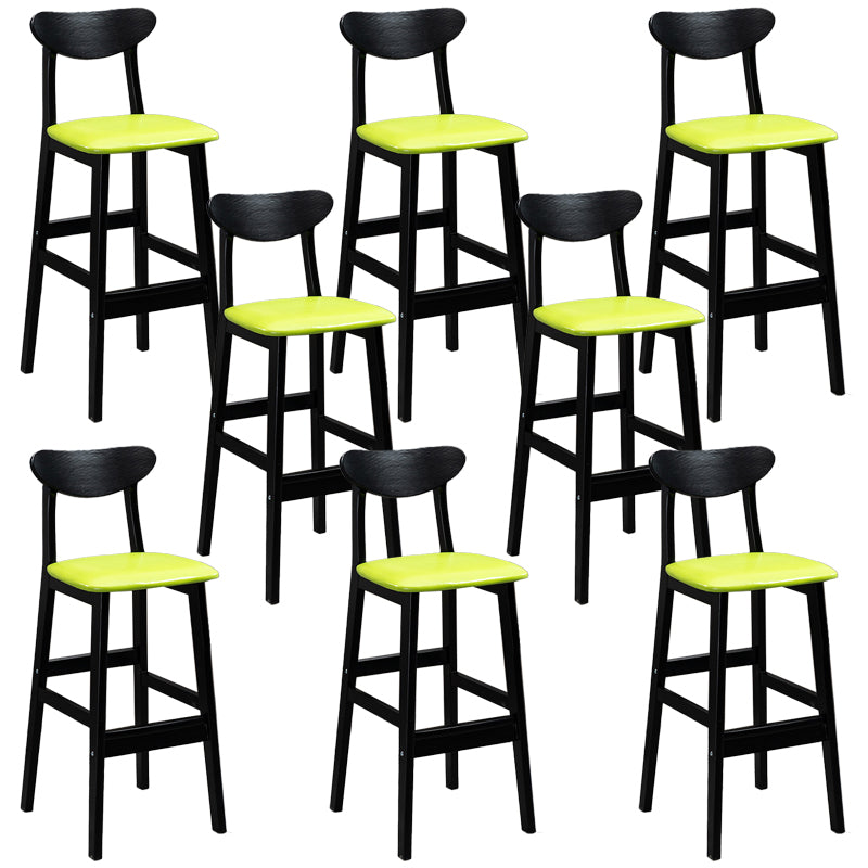 Industrial Solid Wood Bar Stool Upholstered Bar Stools with Black Legs