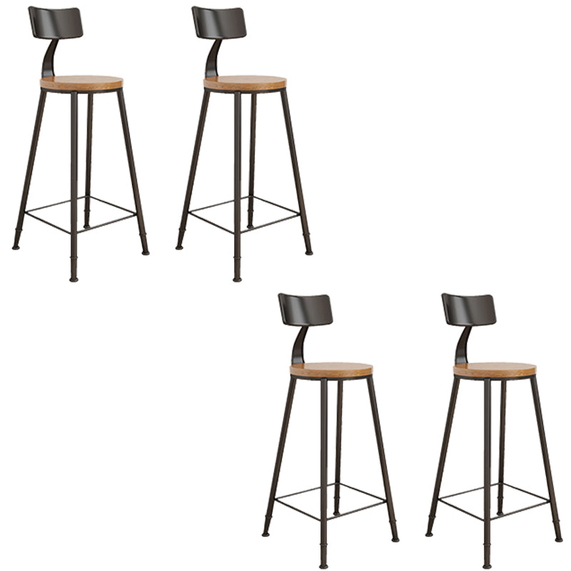 Contemporary Round Dining Stools Metal Barstools with Footrest