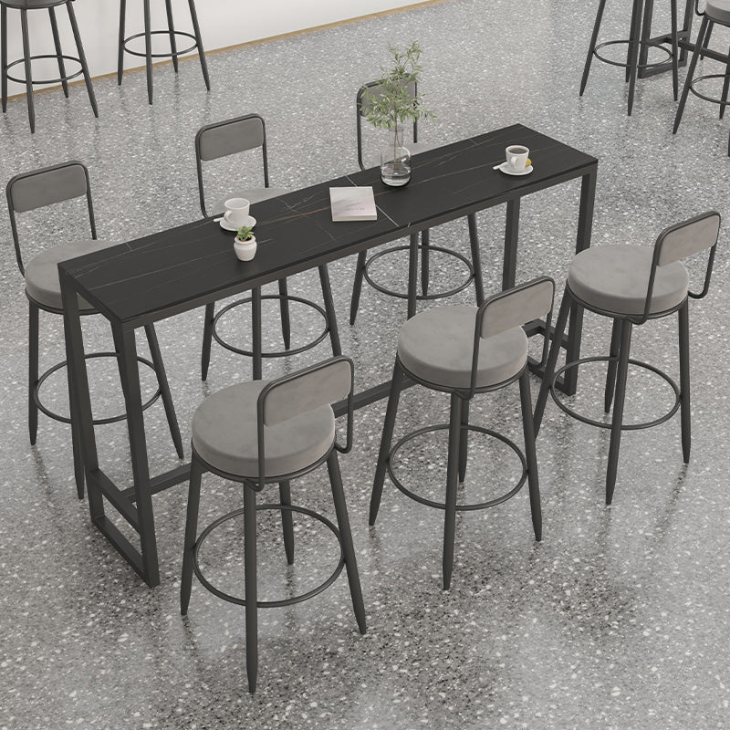 Round Upholstered Dining Stools Armless Bar Stools with Footrest