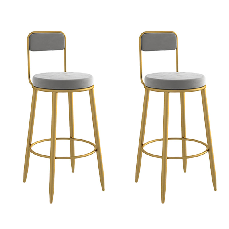 Round Upholstered Dining Stools Armless Bar Stools with Footrest