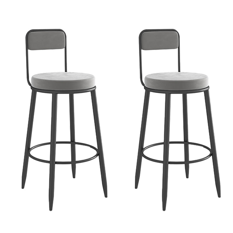 Round Upholstered Dining Stools Armless Bar Stools with Footrest