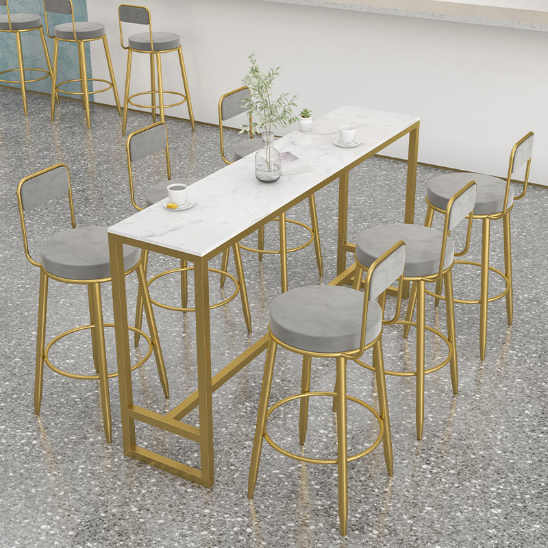 Round Upholstered Dining Stools Armless Bar Stools with Footrest