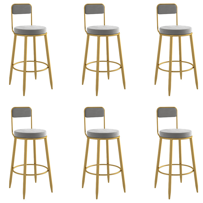Round Upholstered Dining Stools Armless Bar Stools with Footrest