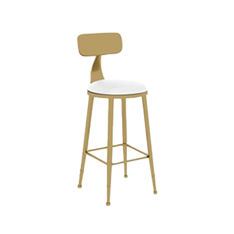 Glam Round Dining Stool Low Back Chairs with Gold Metal Base