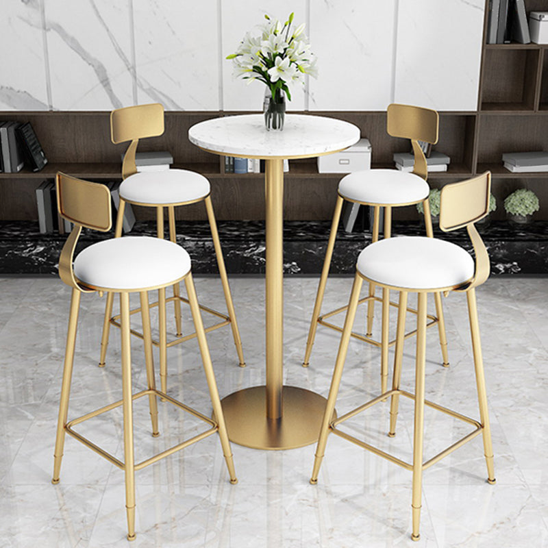 Glam Round Dining Stool Low Back Chairs with Gold Metal Base