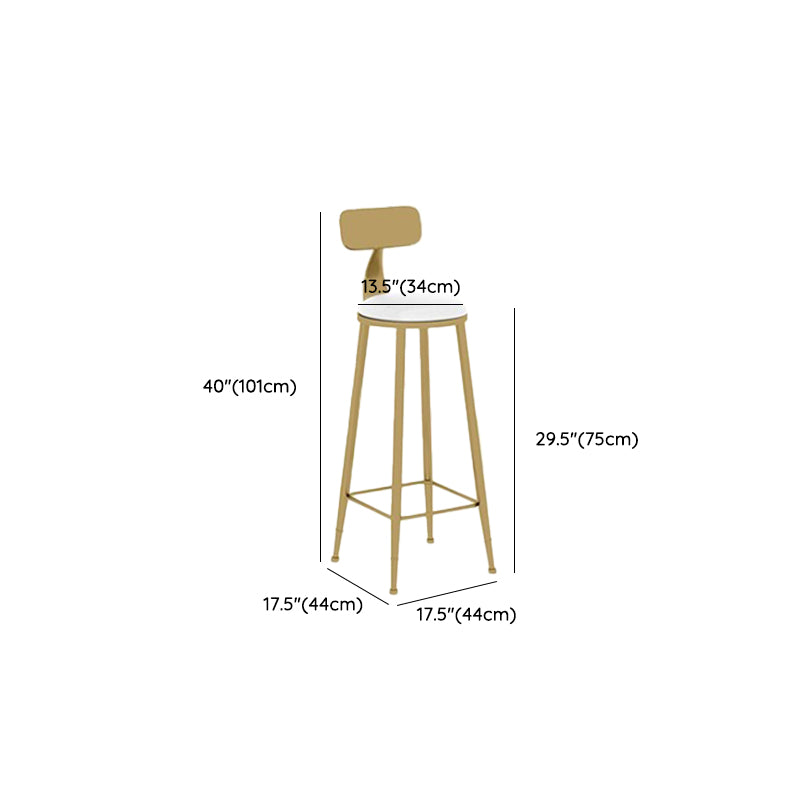 Glam Round Dining Stool Low Back Chairs with Gold Metal Base