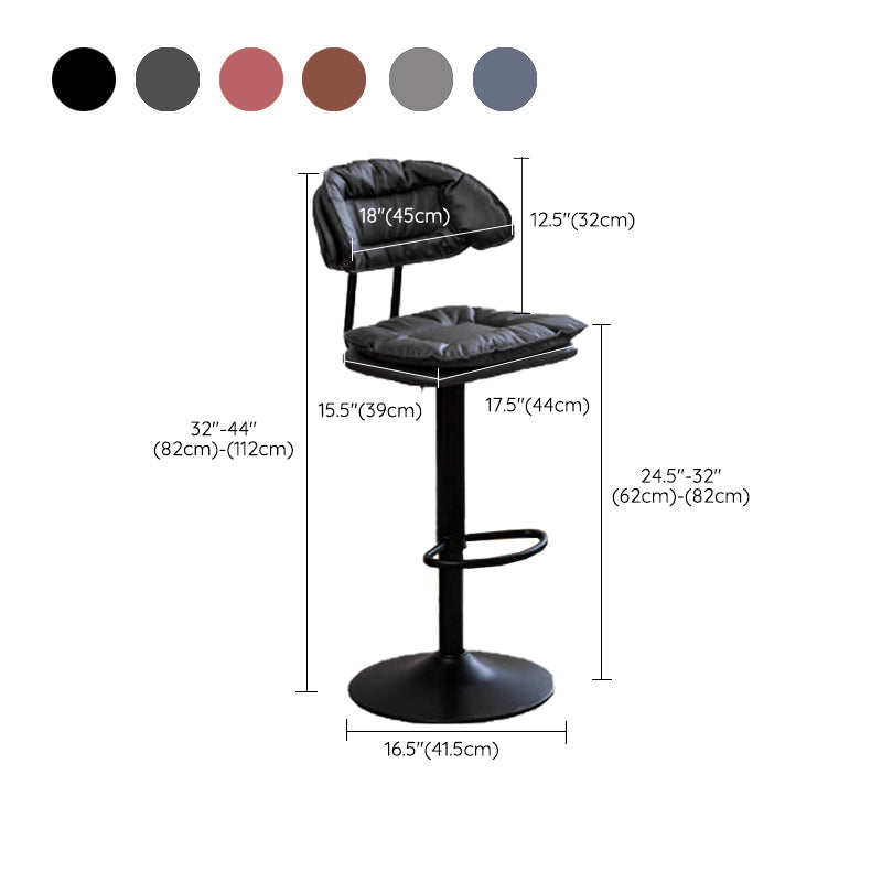 Adjustable Armless Swivel Barstools Upholstered Indoor Bar Stool