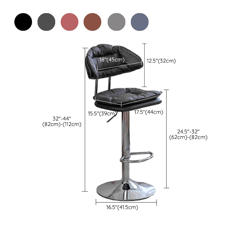 Adjustable Armless Swivel Barstools Upholstered Indoor Bar Stool