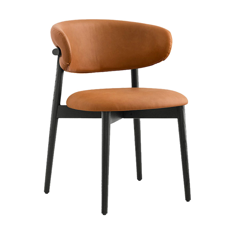 Modern Simple Side Chair Upholstered Dining Chairs with Wooden Base for Home Use