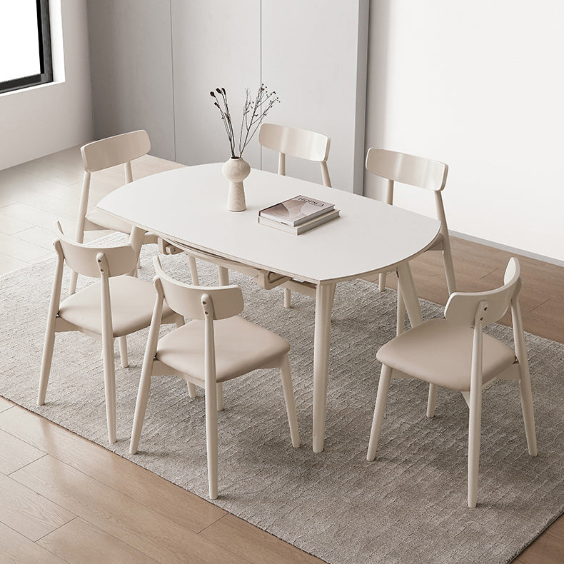 Modern 1/4/5/7 Pieces Furniture Round Stone Dining Set in White