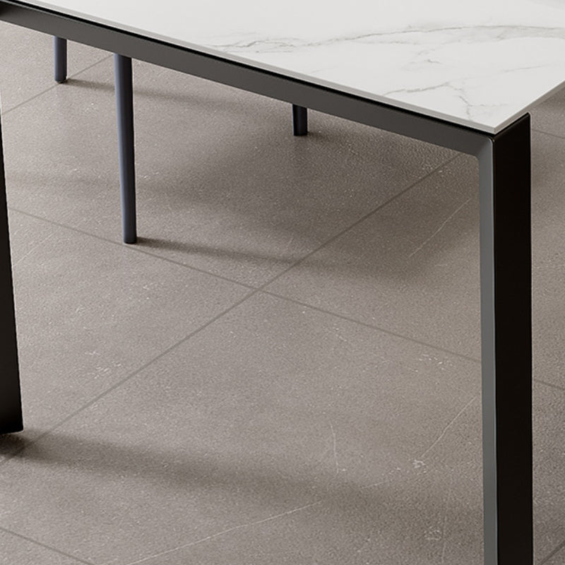 Modern Style 1/3/4/5 Pieces Dining Table Rectangle Stone Extendable Furniture in White