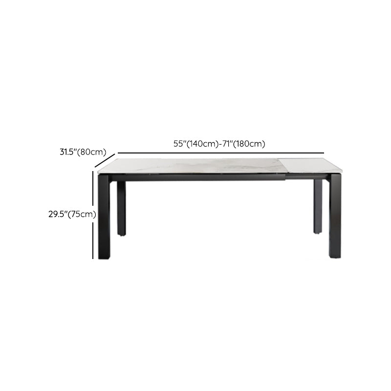 Modern Style 1/3/4/5 Pieces Dining Table Rectangle Stone Extendable Furniture in White