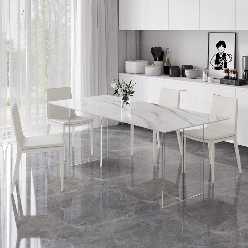 Modern 1/4/5/7 Pieces Dining Table Rectangle Stone Furniture in White