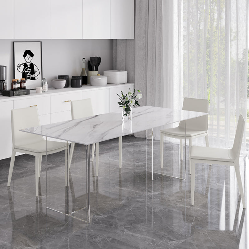 Modern 1/4/5/7 Pieces Dining Table Rectangle Stone Furniture in White