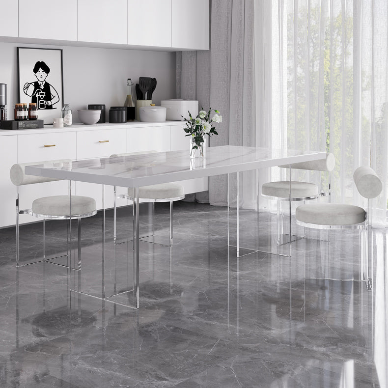 Modern 1/4/5/7 Pieces Dining Table Rectangle Stone Furniture in White