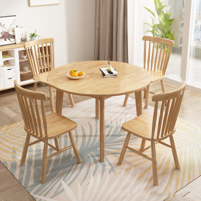 Contemporary Kitchen Dinner Table Solid Wood Round 4 Legs Dining Table