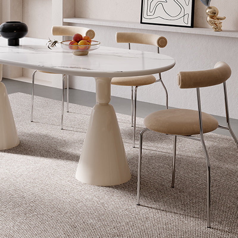 Contemporary Double Pedestal Dining Table Oval Kitchen Dinner Table