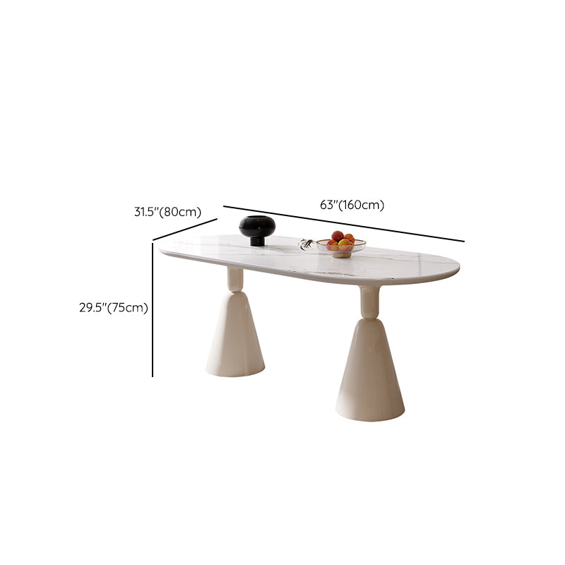 Contemporary Double Pedestal Dining Table Oval Kitchen Dinner Table