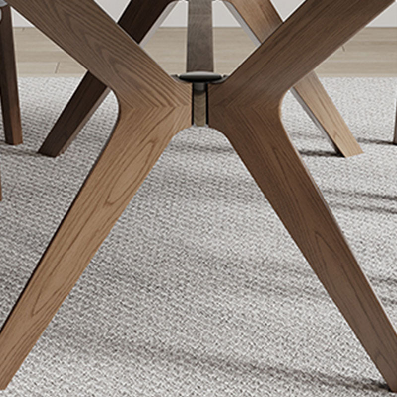 Modern Dining Table Sintered Stone Dinner Table with Wooden Base
