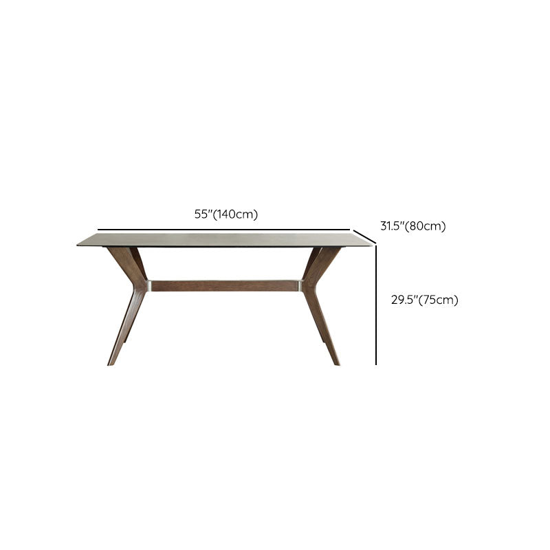 Modern Dining Table Sintered Stone Dinner Table with Wooden Base