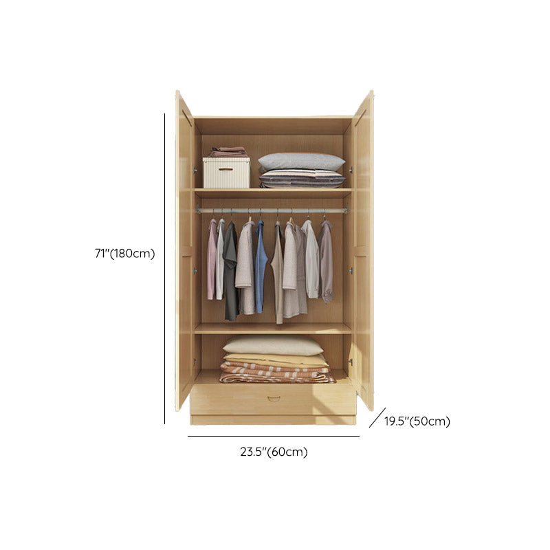 Contemporary Style Wardrobe Armoire Wooden Wardrobe Closet with Door and Drawer