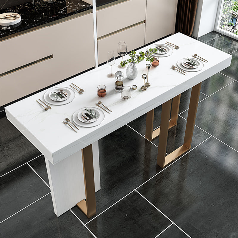 Contemporary Style Rectangle Pub Set 1/5 Pieces Faux Marble Pub Dining Set for Indoor