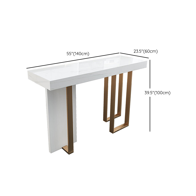Contemporary Style Rectangle Pub Set 1/5 Pieces Faux Marble Pub Dining Set for Indoor
